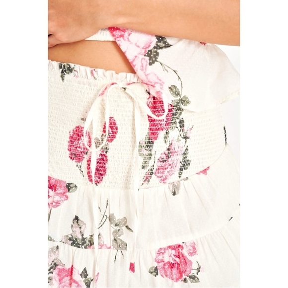 LOVESHACKFANCY Floral Swiss Dot Print Smocked High Waist Tiered Ruffle Skirt L - Picture 11 of 15